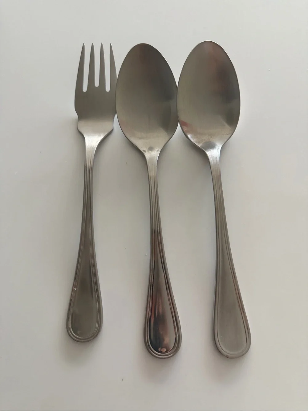 🗽Silverplated Serving Fork and Spoons Set - Brushed Silver
